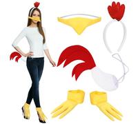 XEPST Conjunto de Disfraces de Pollo Gallo, Diadema y Cola de Pollo con Diadema de Gallo Pico de Pollo Cola de Pollo para Disfraz de Animal Cosplay Fiesta de Disfraces Canival de Pascua y Halloween