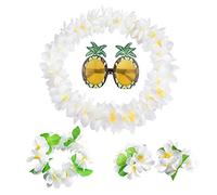 XEPST Hawaiian Leis Collar Guirnalda Fiesta Hawaianos Flores Hawaianas Guirnalda, Leis Flores Gafas de Sol de Piña Collar Diadema Pulseras para Luau Hawaiian Party Playa Tema Fiesta Decoraciones Azul