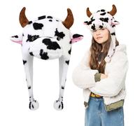 XEPST Sombrero de Animal de Peluche Sombrero de Vaca, Sombrero con Capucha Bufanda Sombrero de Animal de Piel Sintética para Niños Adultos Disfraz de Animal Cosplay Cumpleaños Halloween Carnaval