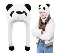 XEPST Sombrero de Panda de Peluche, Gorro con Capucha 2 En 1, Bufanda, Gorro de Piel Sintética, Bufanda para Niños, Adultos, Disfraz de Animal, Cosplay, Fiesta de Cumpleaños, Carnaval de Halloween