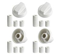 XEPWOLU Manija Perillas Mando Universal Para Horno, Perilla Placa De Vitrocerámica, Perillas De Cocina, Manija Cocina De Gas, Incluye 3 Adaptadores, 4 Cm Diámetro, Pack 4 Unidades (Blanco)