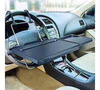 Xergur Bandeja para volante de coche 2 en 1, bandeja para reposacabezas de asiento trasero para comer alimentos, bebidas y escribir trabajo en laptop, escritorio negro para coche