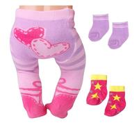 Xerteam 1 medias con diseño de corazones rosas, 2 calcetines para muñecas de 33 - 43 cm, lindos calcetines para muñecas de 14 - 18 pulgadas, 3 colores, ropa para muñecas de 36 cm, 38 cm, 43 cm