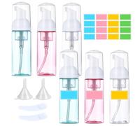 Xerteam 6 dispensadores de espuma de 60 ml, 6 botellas de bomba de espuma + 2 embudos + 2 cucharas de nata + 160 etiquetas medianas, dispensador de jabón de espuma, botellas para champú, gel de ducha