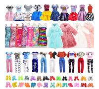 Xerteam Juego de ropa y accesorios para muñecas de invierno de 33 piezas, 7 vestidos de moda (2 vestidos de lentejuelas), 3 tops, 3 pantalones, 1 abrigo, 20 zapatos para muñeca de 11.5 pulgadas