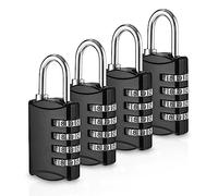 Xespis 4 Piezas Candado Combinacion, Cerradura de Combinación de 4 Dígitos, Candado Taquilla, Candado Maleta de Aleación de Zinc, Impermeable, para Gimnasio, Escolar, Cobertizo, Jardín