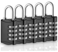 Xespis 5 Piezas Candados con Combinacion, Candado 4 Digitos, Candado Numeros, Candado de Aleación de Zinc, Resistente a la Intemperie, Candado Contraseña, para Taquilla, Maletas Viaje, Gimnasio