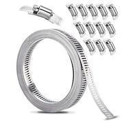 Xespis Abrazaderas Metalicas para Tubos, 3.5m Correa de Metal Perforada + 12 Piezas Sujetador, Abrazaderas de Acero Inoxidable 304, para Tuberías de Gas Domésticas, Tuberías de Agua, Tanques
