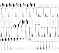 Xespis Cuberterias Completas 12 Personas, 60 Piezas Cubiertos Acero Inoxidable, con Cuchillo Tenedor Cuchara, Cubiertos Elegantes y Aptos para Lavavajillas, para Casa,Fiesta,Restaurante (Plateado)