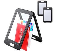 Xetpc 3 soportes para tarjetas de identificación con ventanas de doble cara, vertical, plástico duro, negro, funda protectora para tarjetas de identificación, para oficina, escuela, tarjetas de