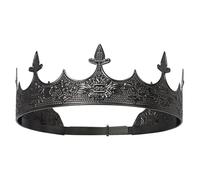 XEUZK Corona de rey para hombre, tiara para disfraz de fiesta de cumpleaños (corona de rey negra)