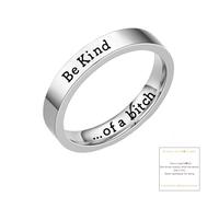 Xeyau Be Kind A B - Anillo de acero inoxidable Be Kind... Of A B, joyería para mujeres, joyería para mejores amigas, 10, Metal, Sin piedras preciosas