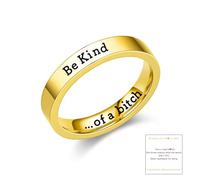 Xeyau Be Kind A B - Anillo de acero inoxidable Be Kind... Of A B, joyería para mujeres, joyería para mejores amigas, 10, Metal, Sin piedras preciosas