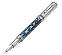 Xezo Bolígrafo roller Maestro, punta fina. Incrustación de concha abulón Pāua con baño de cromo. Hecha a mano, edición limitada, numerada. Cada pluma es única