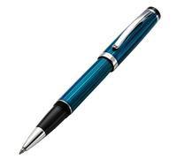 Xezo Incognito Rollerball Pen Fine Point. Deep Blue Layered Lacquer with Pure Platinum Plating. Handcrafted Limited Edition Serialized