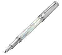 Xezo Maestro - Bolígrafo de punta redonda de punta fina (0,6 mm), serie Gift of Writing Nácar blanco, grabado en guilloche, hecho a mano, serializado, cada uno único