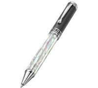 Xezo Maestro - Bolígrafo hecho a mano con acción de giro medio. Origen oceánico iridiscente blanco nácar con PVD de carbono similar al diamante, serializado, no hay dos bolígrafos iguales