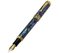 Xezo Maestro - Pluma estilográfica de punta fina de concha natural con piezas chapadas en oro de 18 quilates. No hay dos bolígrafos iguales