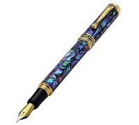 Xezo Natural nueva Zelanda Paua concha de mar 18-K chapado en oro pluma estilográfica con punta fina tapón de rosca (el maestro de concha de mar fpg-1)