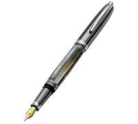 Xezo Pluma estilográfica Maestro, plumín fino. Incrustación de nácar negro madreperla y color gris tungsteno con baño de platino puro. Hecha a mano, edición limitada, numerada