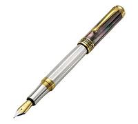 Xezo Pluma estilográfica Maestro, plumín fino. Plata maciza 925 y nácar negro tahitiano con baño de oro de 18 quilates. Artesanal, edición limitada, numerada