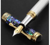 Xezo Pluma estilográfica Maestro, punta fina. Plata de ley 925 maciza con concha de mar Pāua azul y baño de oro de 18 quilates. Hecha a mano, edición limitada, numerada