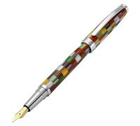 Xezo Pluma estilográfica Urbanite II, punta media. Color jazzy multicolor con baño de cromo. Hecho a mano, edición limitada, numerada