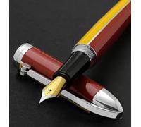 Xezo Pluma estilográfica Visionary de latón y aluminio, plumín fino. Lacada a mano en amarillo álamo y rojo. Numerada en edición limitada de 500. Estilo clásico art déco, diseño retrofuturista