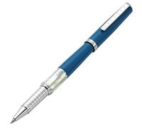Xezo Speed Master Bolígrafo roller, punta fina. Color azul lapislázuli mate con nácar blanco madreperla. Bañado en cromo. Cuerpo ligero de latón. Cada pluma es única