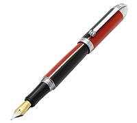 Xezo Visionary Pluma estilográfica de latón y aluminio, plumín medio. Lacada a mano en rojo y negro. Edición limitada de 500 unidades. Patrón de colores clásico Art Deco. Estilo retrofuturista