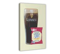 XFATGIA Guinness and Bacon Fries - Póster en lienzo para decoración de pared, pinturas para sala de estar, dormitorio, 40 x 60 cm