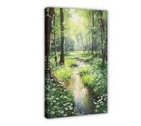 XFATGIA Lienzo decorativo para decoración de pared, diseño de acuarela de bosque sereno, para sala de estar, dormitorio, 50 x 75 cm