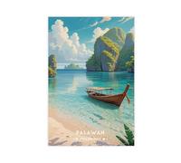 XFATGIA Palawan - Póster retro en lienzo para decoración de pared, pinturas para sala de estar, dormitorio, decoración de 20 x 30 pulgadas (50 x 75 cm)