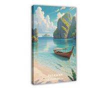 XFATGIA Palawan - Póster retro en lienzo para decoración de pared, pinturas para sala de estar, dormitorio, decoración de 40 x 60 cm