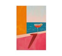 XFATGIA Póster abstracto minimalista retro de cócteles y océanos en lienzo, decoración de dormitorio, paisaje, oficina, habitación, regalo, 50 x 75 cm
