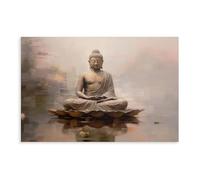 XFATGIA Póster artístico de meditación con estatua de Buda en lienzo, decoración de dormitorio, paisaje, oficina, habitación, regalo, 50 x 75 cm