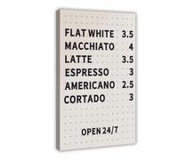 XFATGIA Póster de lienzo con impresión de menú de café, decoración de dormitorio, paisaje, oficina, habitación, regalo, 50 x 75 cm