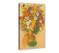 XFATGIA Póster de lienzo impreso con flores para mujer, impresión artística para pared, pinturas para sala de estar, dormitorio, 20 x 30 cm