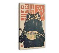 XFATGIA Póster de lienzo retro de rana y mar Ramen para decoración de pared, pinturas para sala de estar, dormitorio, decoración de 60 x 90 cm