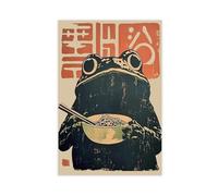 XFATGIA Póster de lienzo retro de rana y mar Ramen para decoración de pared, pinturas para sala de estar, dormitorio, 40 x 60 cm