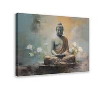 XFATGIA Póster de loto de Buda tranquilo, póster de lienzo para decoración de pared, pinturas para sala de estar, dormitorio, decoración de 50 x 75 cm