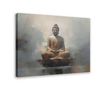 XFATGIA Póster de meditación de estatua de Buda en lienzo, póster decorativo para pared, pinturas para sala de estar, dormitorio, decoración de 20 x 30 cm