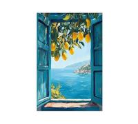 XFATGIA Póster de ventana, impresiones de paisaje costero, lienzo para decoración de pared, pinturas para sala de estar, dormitorio, decoración de 40 x 60 cm