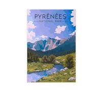 XFATGIA Póster del Parque Nacional de los Pirineos en lienzo, decoración de dormitorio, paisaje, oficina, habitación, regalo, 40 x 60 cm