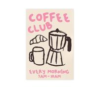 XFATGIA Póster en lienzo para decoración de pared con diseño de club de café, para decoración de sala de estar, dormitorio, 24 x 36 pulgadas (60 x 90 cm)
