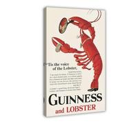 XFATGIA Póster publicitario retro de Guinness y langosta, lienzo decorativo para pared, pinturas para sala de estar, dormitorio, 40 x 60 cm