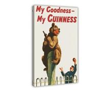 XFATGIA Póster publicitario retro de Oso Guinness en lienzo, decoración de dormitorio, oficina, habitación, regalo, 30 x 45 cm