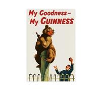 XFATGIA Póster publicitario retro de Oso Guinness para decoración de pared, pinturas para sala de estar, dormitorio, 40 x 60 cm