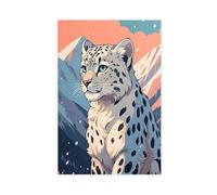 XFATGIA Póster vintage de leopardo de las nieves en lienzo, decoración de dormitorio, paisaje, oficina, habitación, regalo, 30 x 45 cm