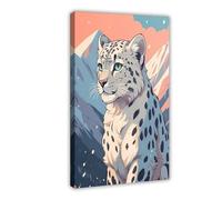 XFATGIA Póster vintage de leopardo de las nieves, lienzo para decoración de pared, pinturas para sala de estar, dormitorio, decoración de 60 x 90 cm